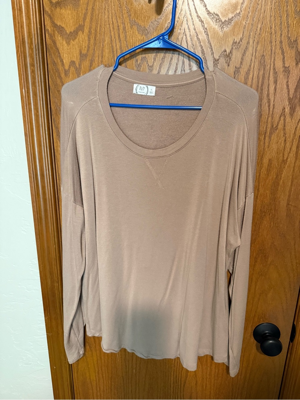 Maurices Long-Sleeve Scoop Neck Top in Taupe